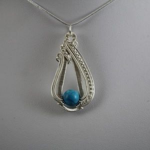 Turquoise Sterling Silver Pendant and Earring Set